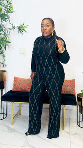 ACAICA EMBELLISHED RHINESTONE 2PC SET (Black)